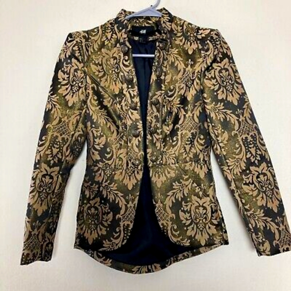 H&M military blazer with pattern baroque